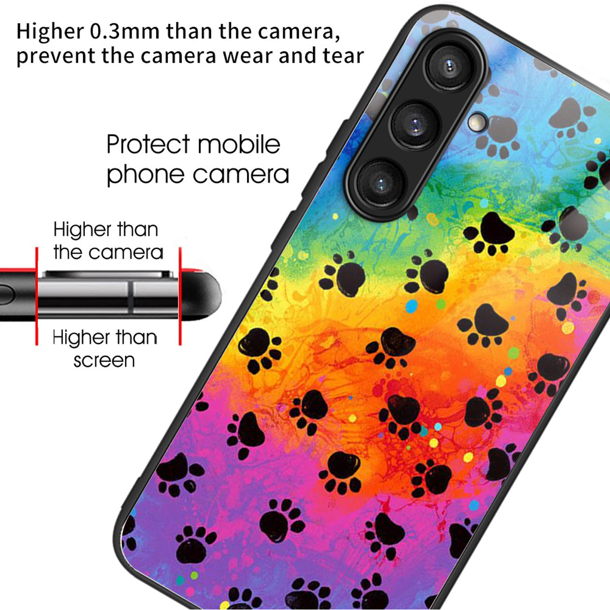 For Samsung Galaxy S23 FE Tempered Glass+TPU Case Protective Phone Cover - Footprint For Samsung Galaxy S23 FE Tempered Glass+TPU Case Protective Phone Cover - Footprint